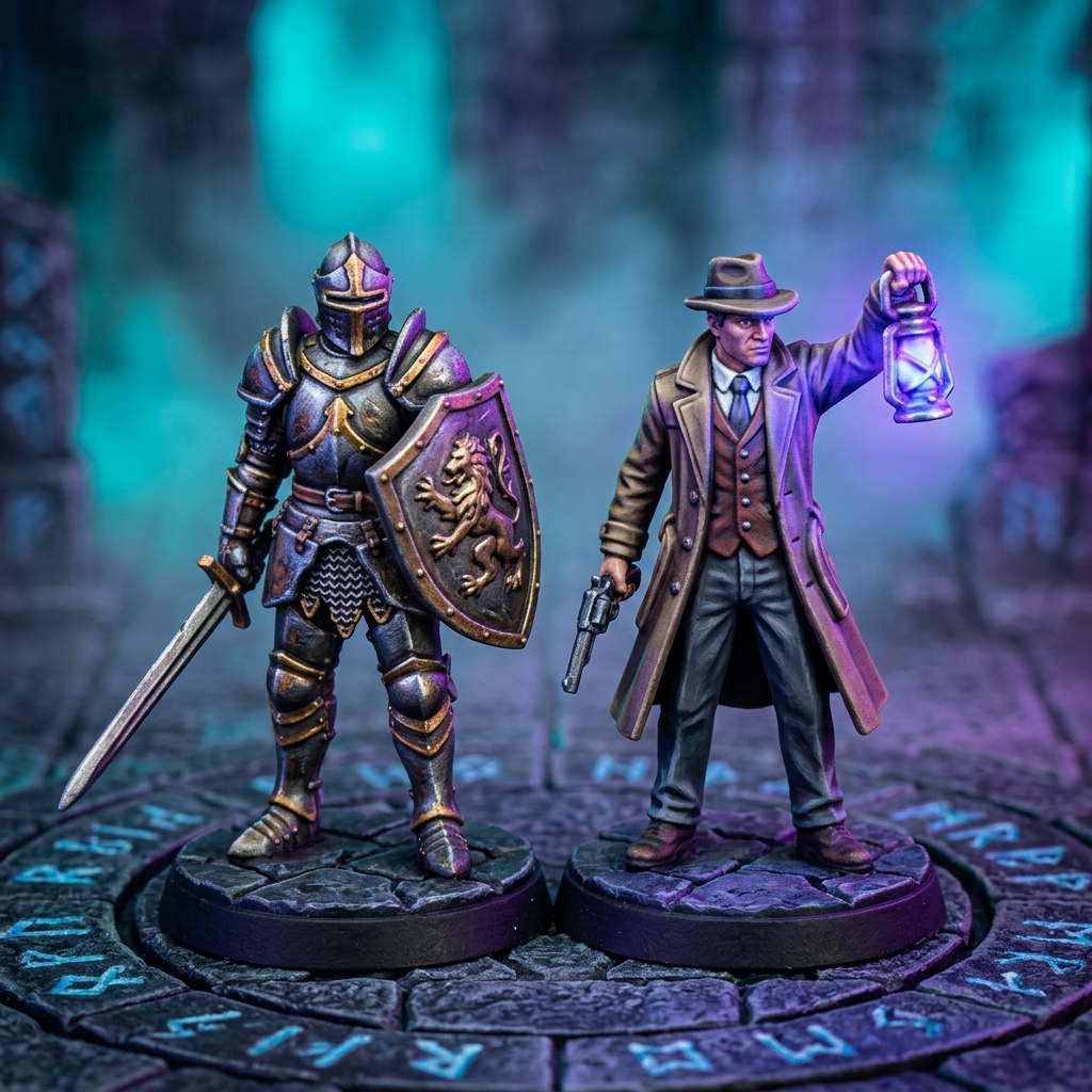 Precyzyjnie wykonane figurki 3D na stole do gry